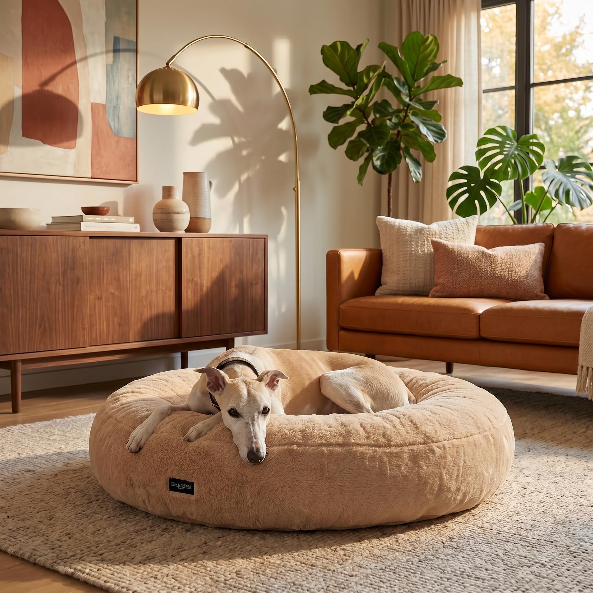 EDEL&SCHNELL Hundebett Wechselbezug beige Ersatz Bezug Hundebett Flocke Bezüge für Hundebetten aus weichem Kuschelplüsch (90)