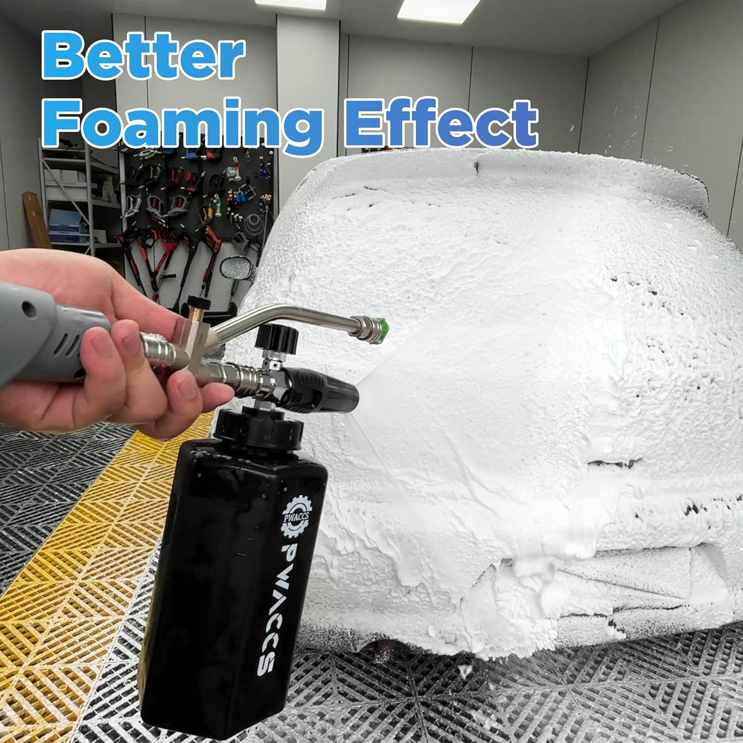 PWACCS Pressure Washer Hose 50 FT x 1/4", Power Washer Hose Kink Resistant, PWACCS Foam Cannon Dual Connector, Pressure Washer Car Wash Foam Gun