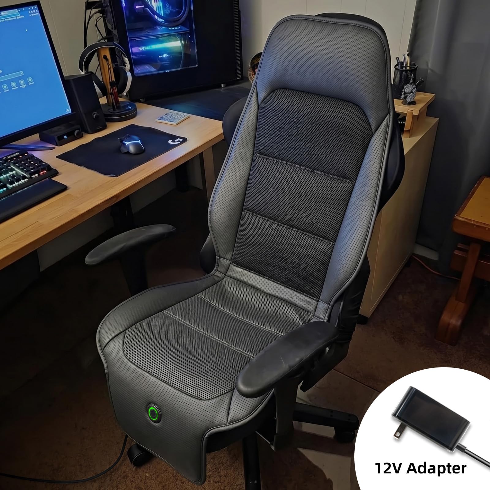 Funda de asiento de coche de refrigeración mejorada, cojín de asiento delantero de 12 V y 3 velocidades con 2 ventiladores turbo, ajuste universal para verano, coche, SUV, camión, oficina en