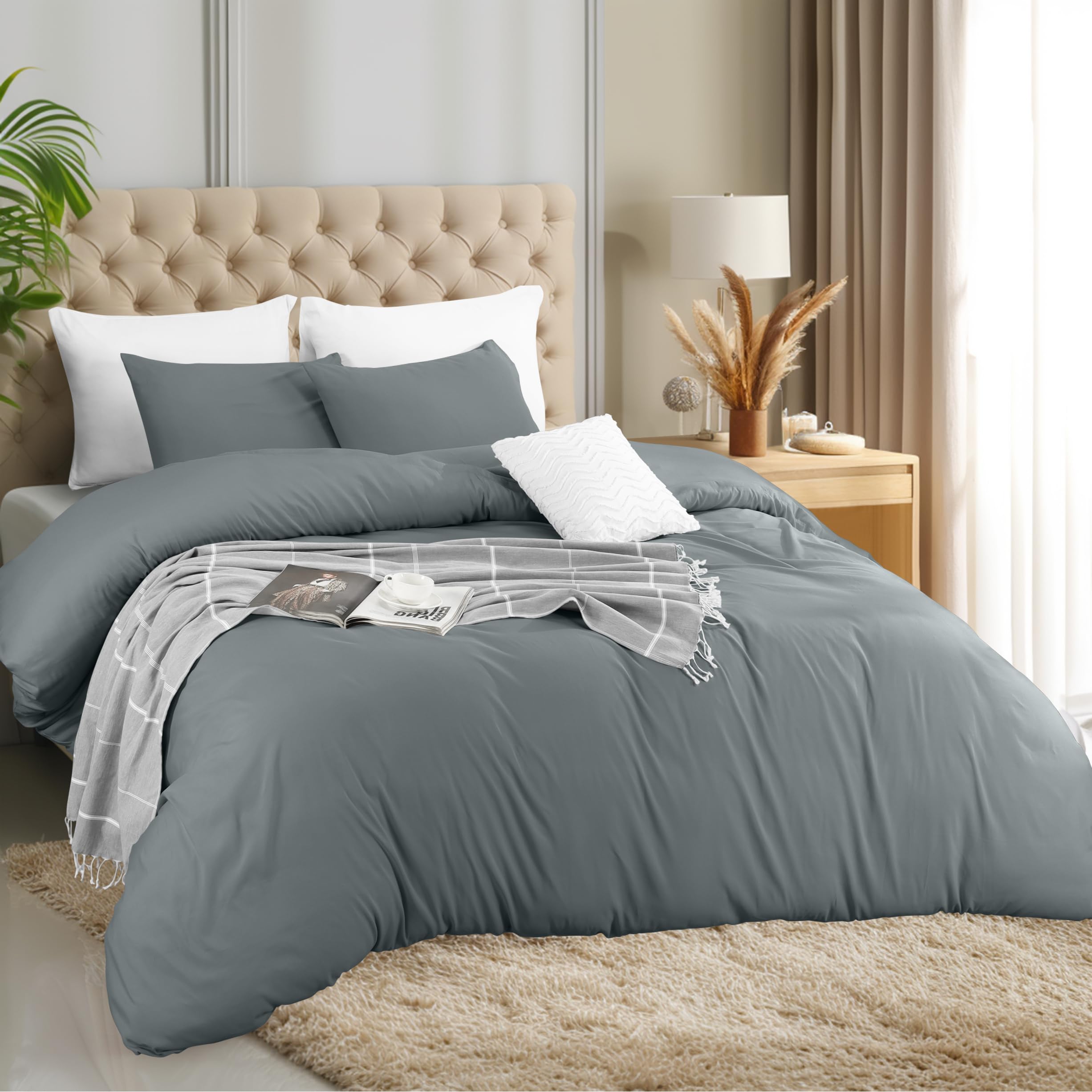 Utopia Bedding Duvet Cover Double - Soft Microfibre Polyester - Bedding Quilt Cover Set, with Pillow cases (Grey) — view 102