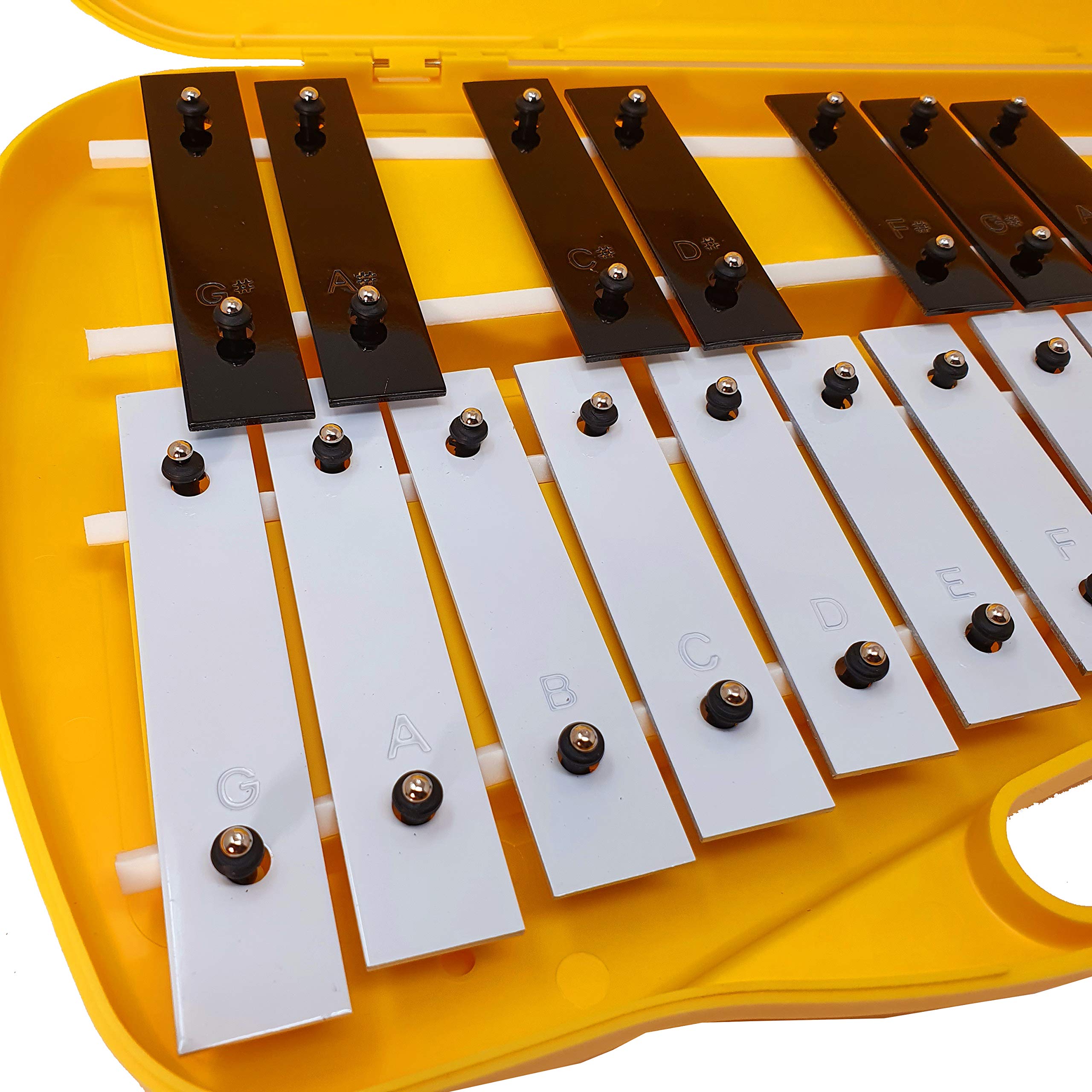 Glockenpiel Carrillón Metalófono Xilófono FOREST PERCUSSION KB13 Cromático, 25 Teclas Negras y Cromadas con Estuche y Mazas - Rockmusic España
