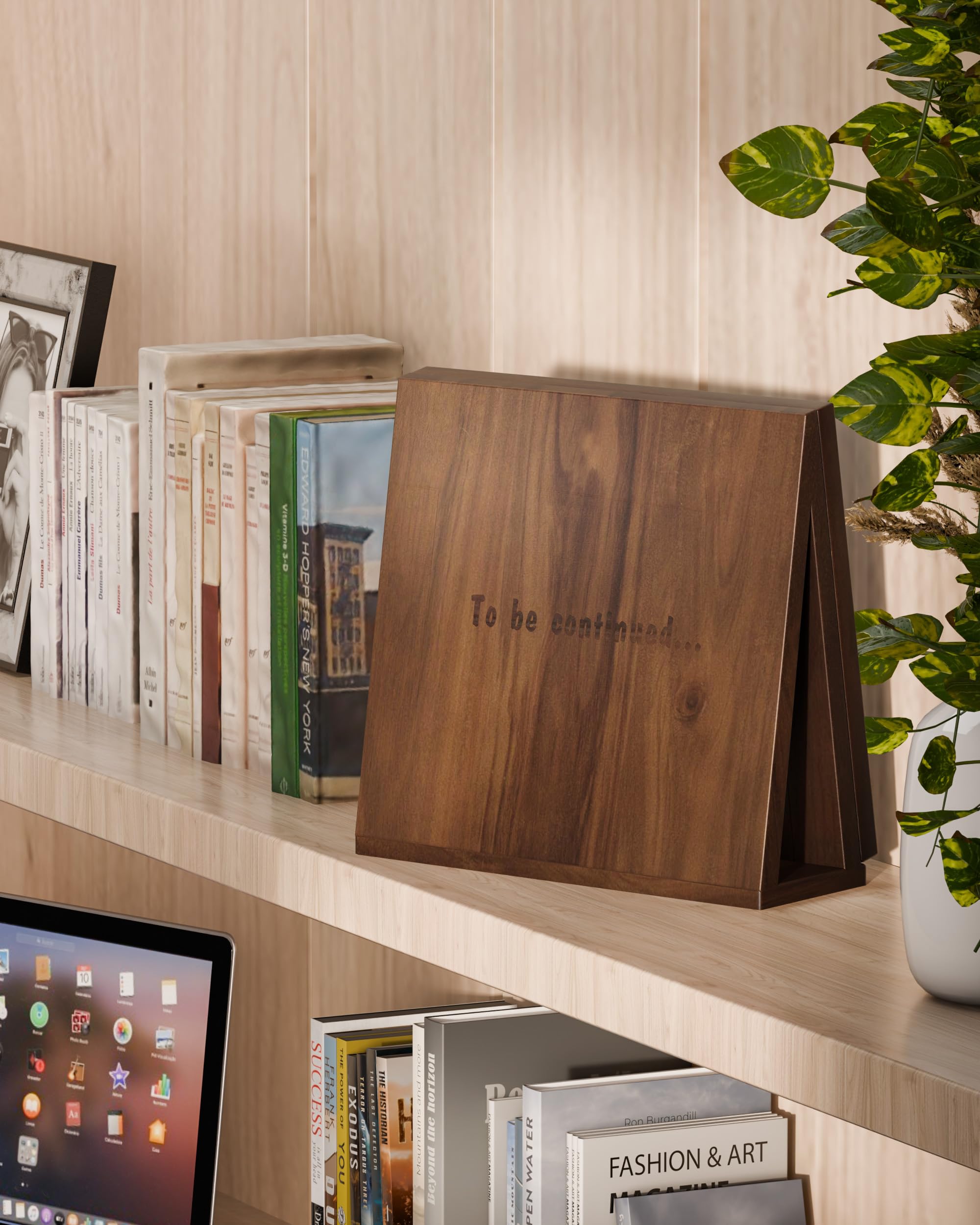 Support de livre triangulaire, repose-livre, en acacia, pliable pour coin de lecture, support de livre triangulaire avec tasse, stylo, lunettes et support de téléphone pour chambre à coucher