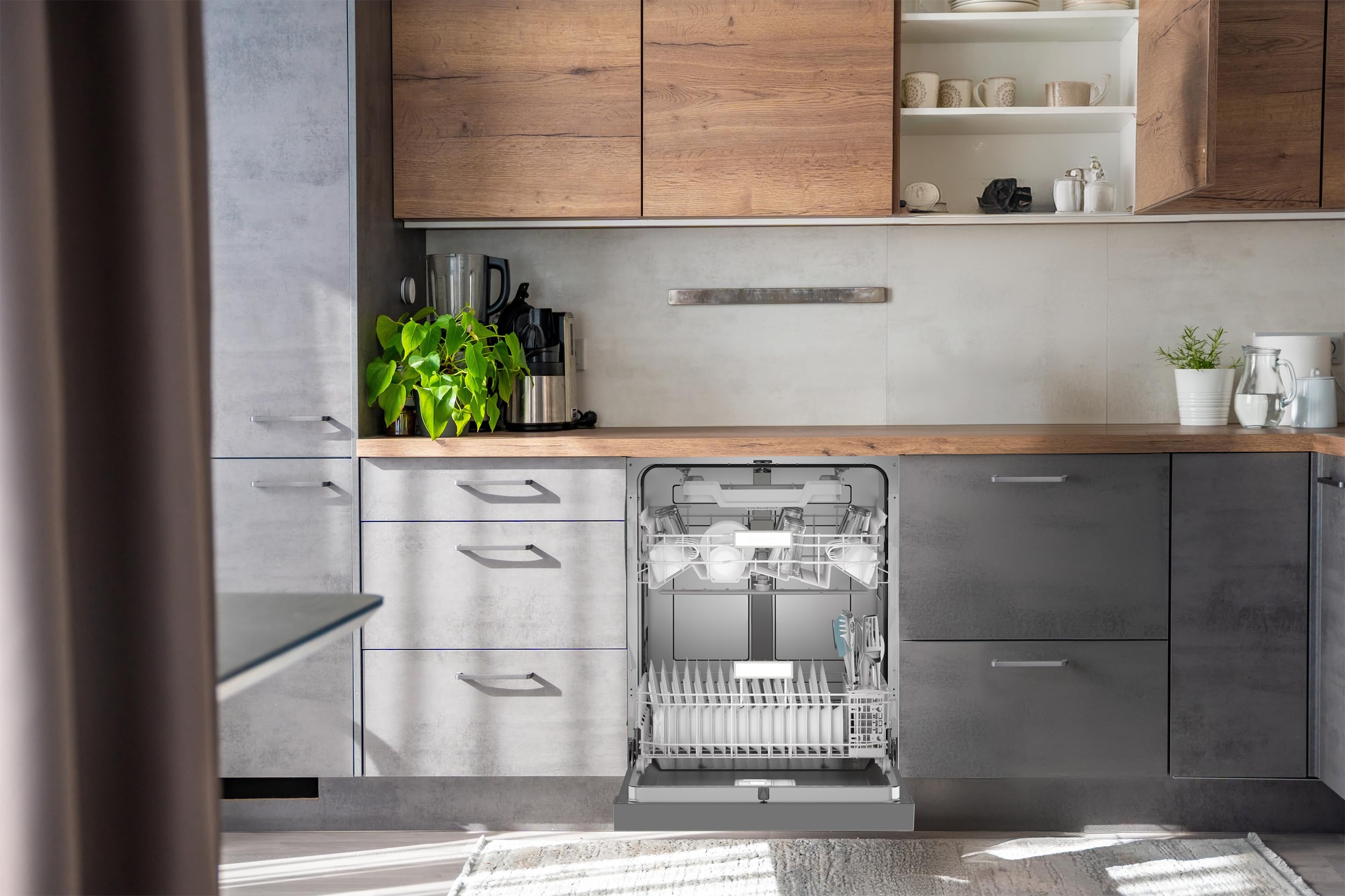 Condition photo showing New/Like New for sharp sdw6506js 24-inch stainless steel dishwasher, 49 db, third rack, 12 place settings, front touch controls