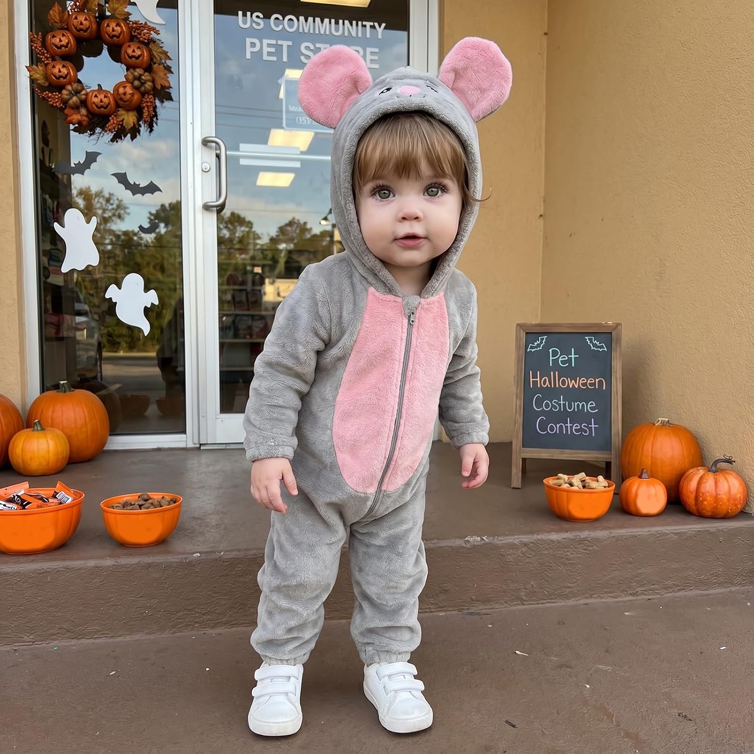 Toddler Baby Girl Boy Halloween Costume Long Sleeve Hooded Romper Zip Up Jumpsuit Cute Animals Cosplay Outfits