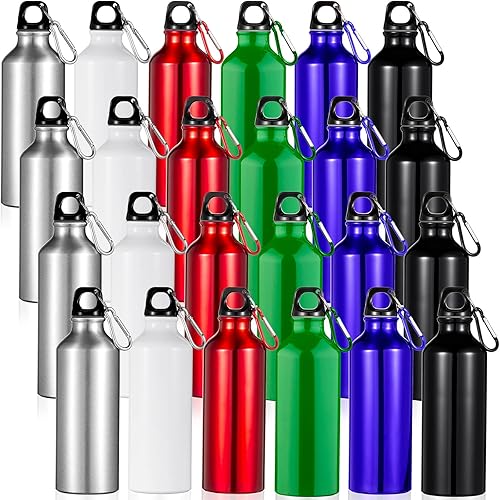 Miniatura 8 de Gandeer 24 botellas de agua de aluminio de 17 onzas a prueba de fugas, botellas de agua ligeras para bicicleta con hebilla y tapa giratoria para