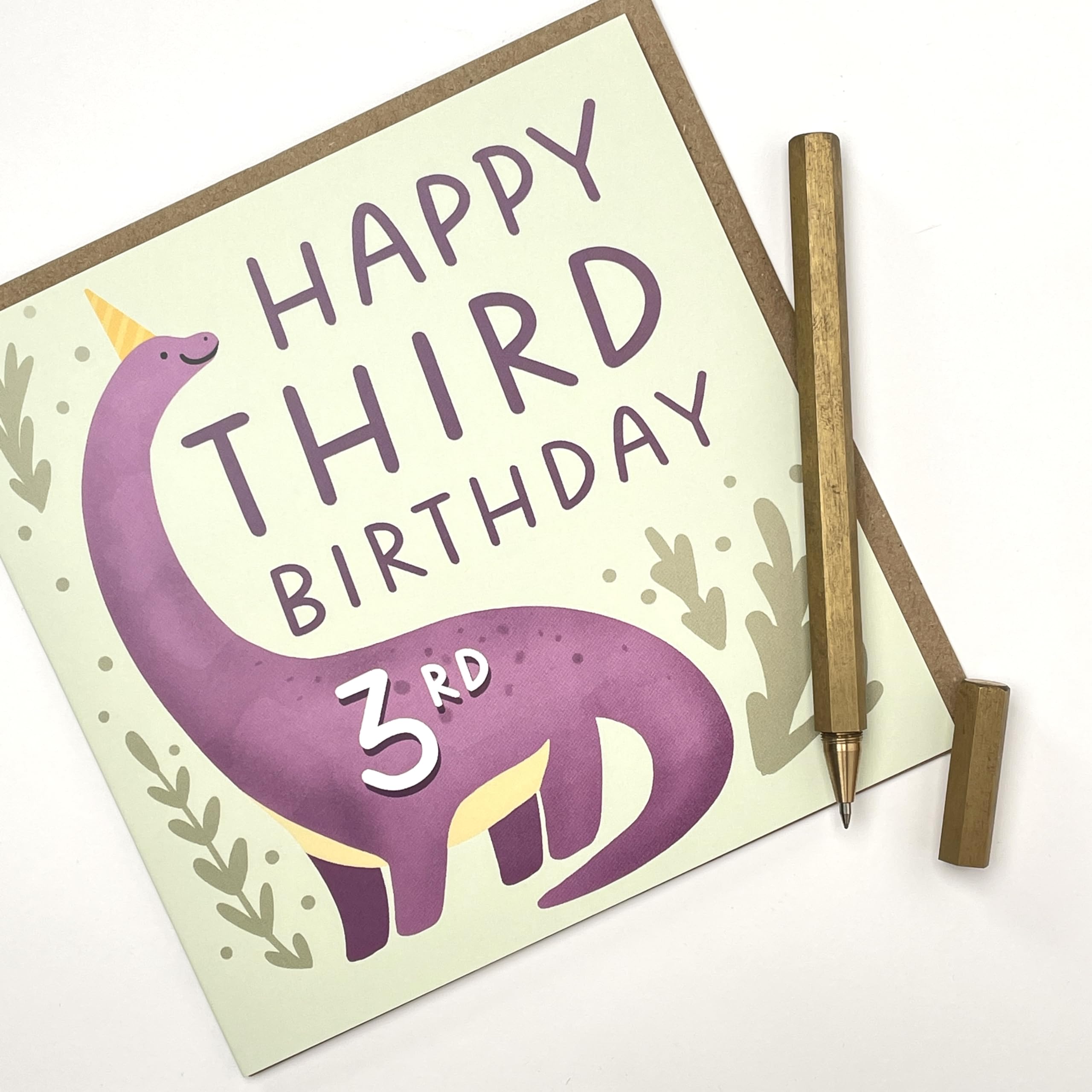 Olivia Samuel – Biglietto Di Auguri Per 3° Compleanno Nipote Con Dinosauro, Formato A5 (148x210 Mm), Carta 300 G/m², Con Busta