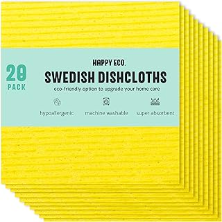 Swedish Dishcloths For Kitchen (20-PACK) - Swedish Dish Cloth – Original Swedish Dish Towels - Cellulose Sponge Cloths - Reusable Paper Towels - Works on Multi-Surface