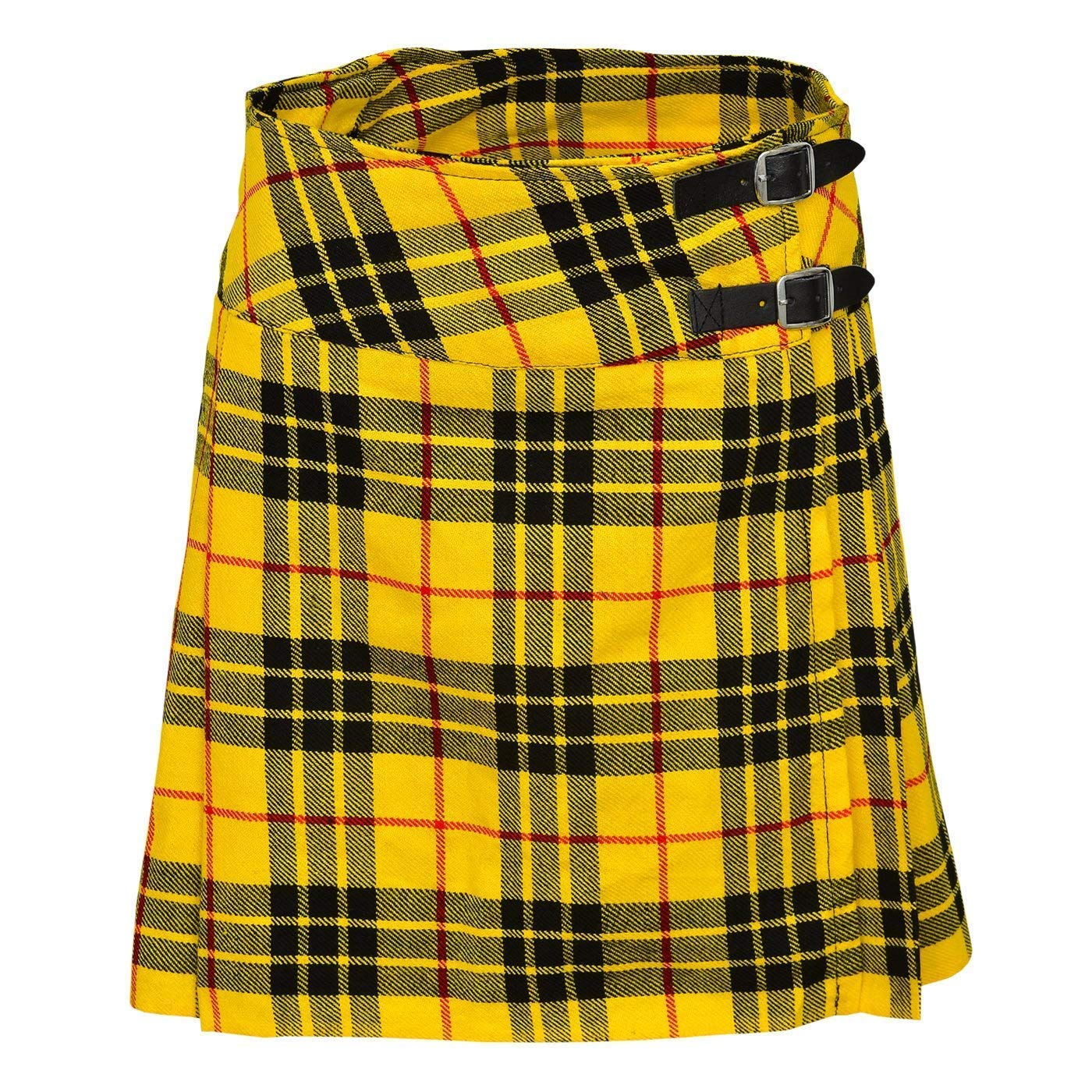 Shyne Kilts U.k Women's Yellow Knee Length Kilt Skirt 20" Length Tartan Pleated Kilts - Macleod Of Lewis (20)