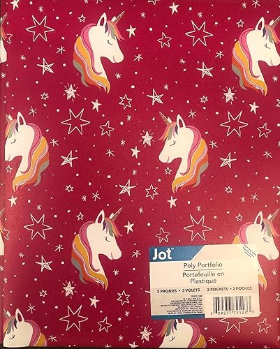 Miniatura 3 de Suministros escolares de unicornio arcoíris rosa de (1) carpeta de polietileno de 2 bolsillos con 3 puntas con (1) cuaderno de composición de 100