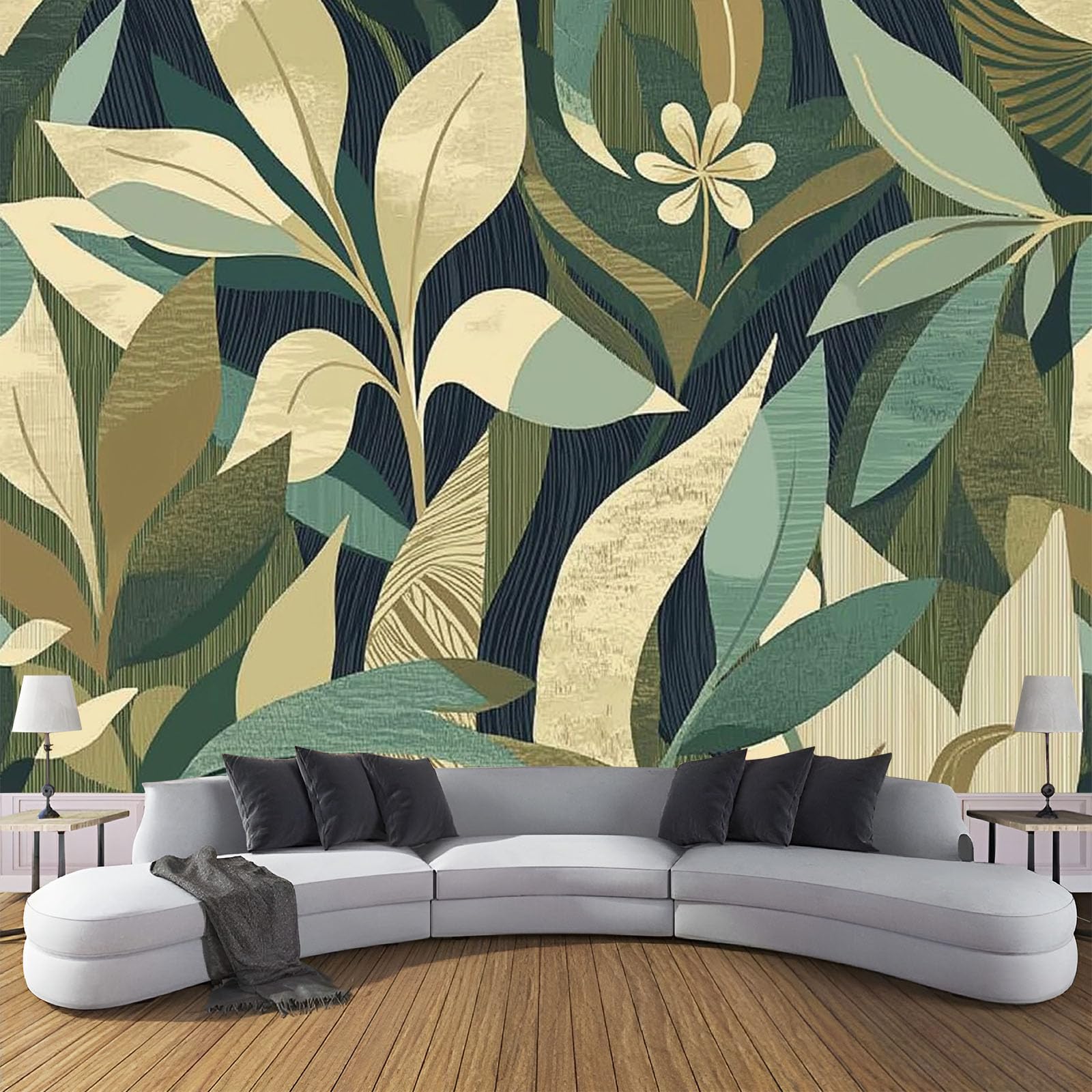 Papier Peint Jungle Panoramique Art Mural Haut de Gamme Vert Clair 400x280