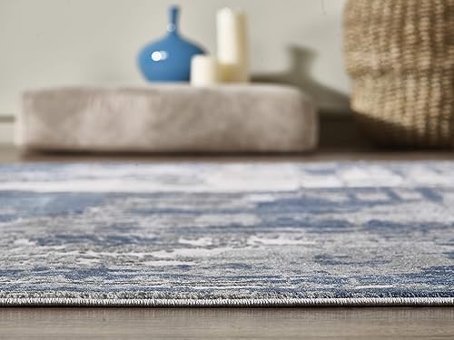 Miniatura 7 de Abani Rugs - Alfombra decorativa de 6 x 9 pies, diseño abstracto azul y gris, estilo rústico y contemporáneo, estilo moderno, colección Vista