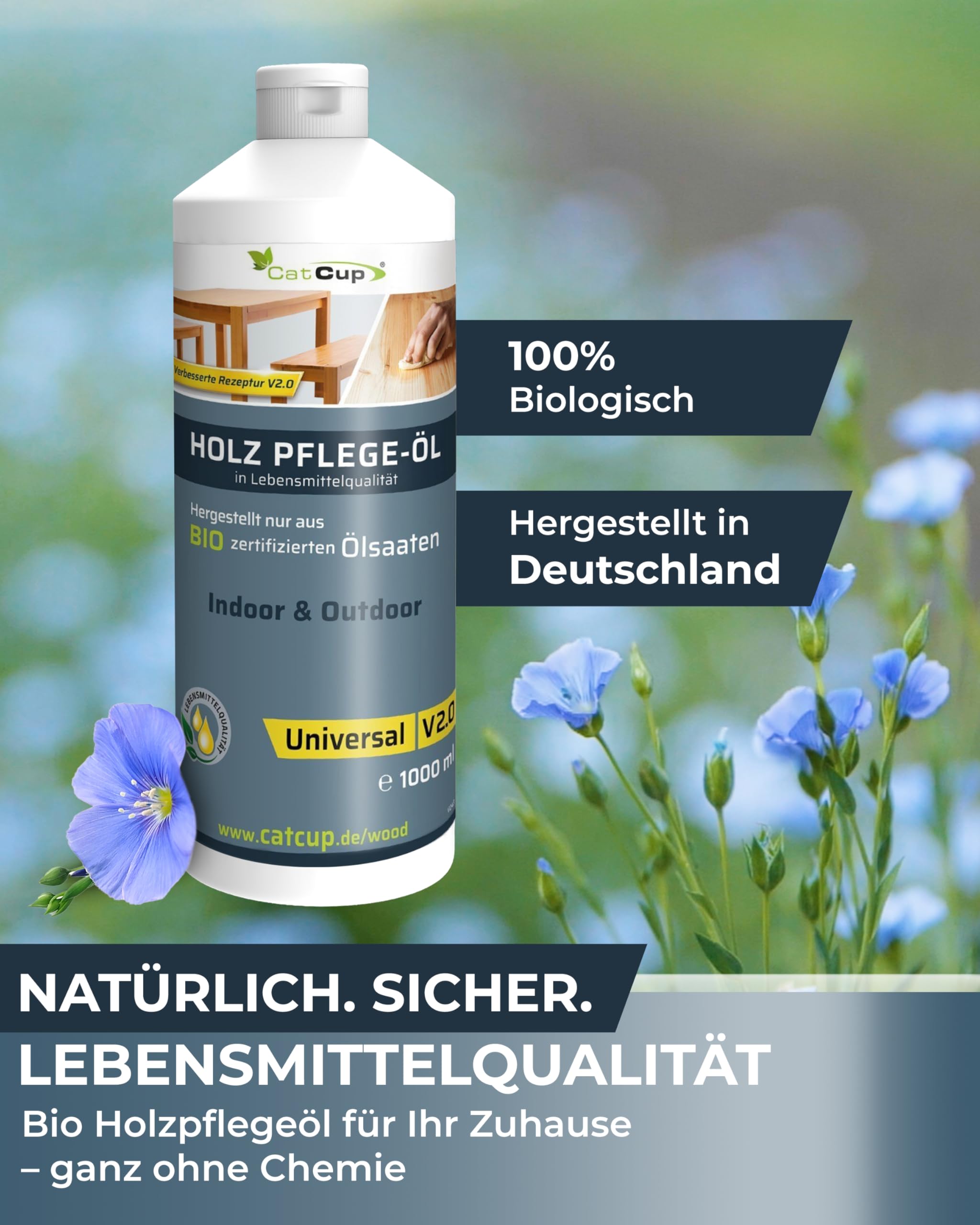 UNIVERSAL 5 Liter BIO Holzöl farblos aus Deutschland - Geruchloses Holzpflegeöl für Innen & Aussen - 100% natürliches Holz Öl in Bioqualität - Premium Möbelöl mit Anleitung