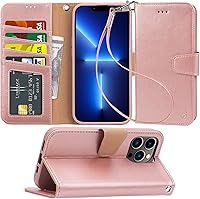 Vista 14 de Arae Funda compatible con iPhone 13 Pro Max con tarjetero y correa para la muñeca, funda con tapa para iPhone 13 Pro Max de 6.7 pulgadas