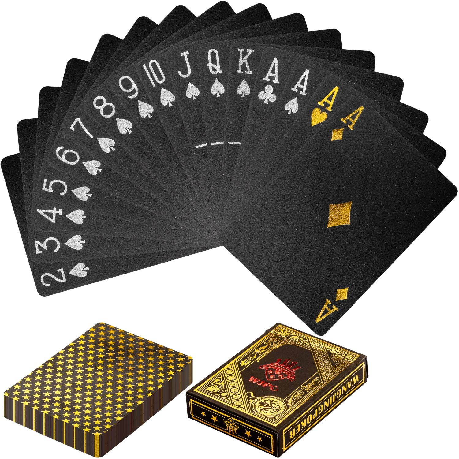 Jeu De Cartes Poker En Plastique 100% étanche - Variantes Or Pur / Or Noir / Argent Noir - 54 Cartes
