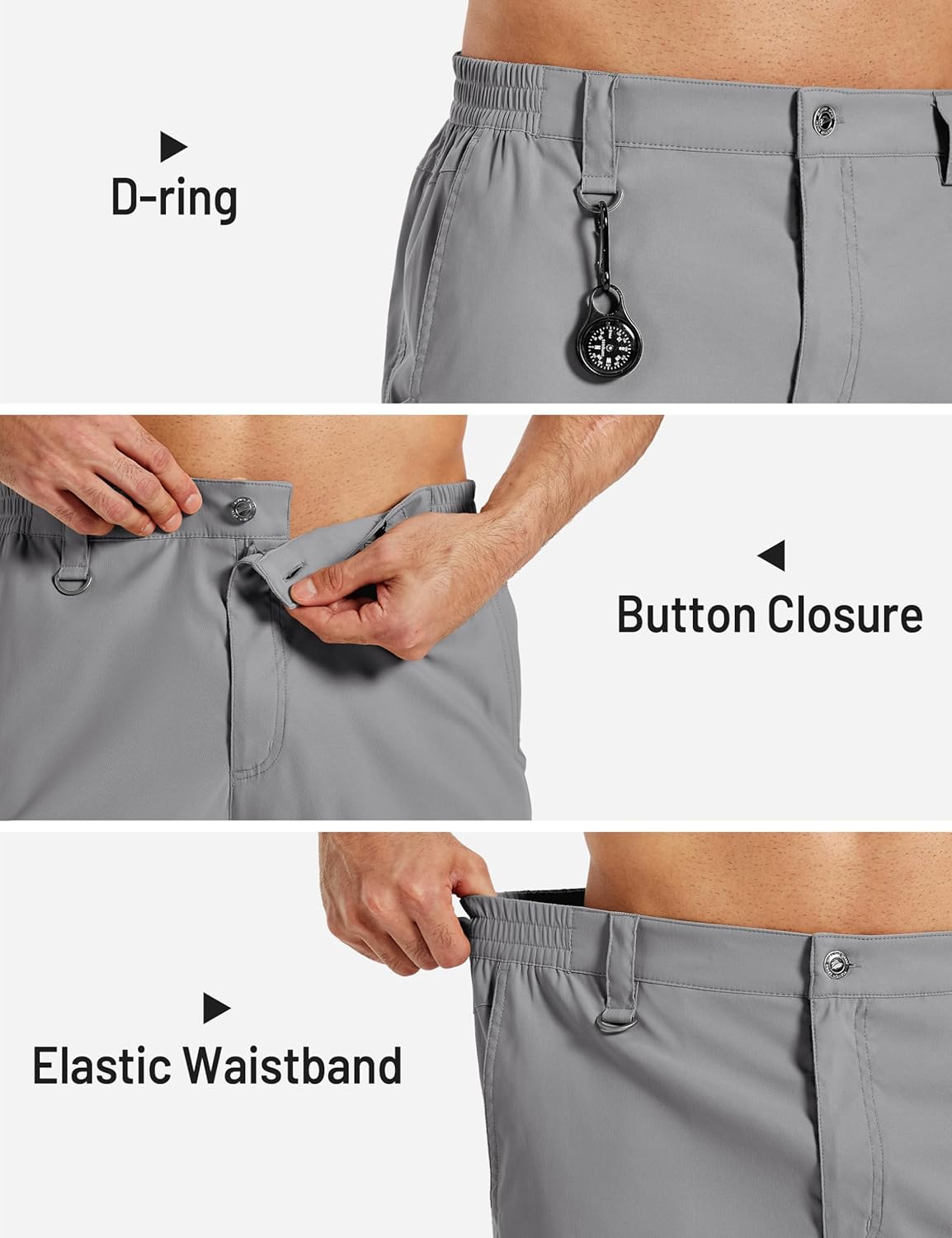 TACVASEN Men's Hiking Cargo Shorts Quick Dry Water-Resistant Lightweight Tactical Outdoor Work Shorts with 8 Pockets