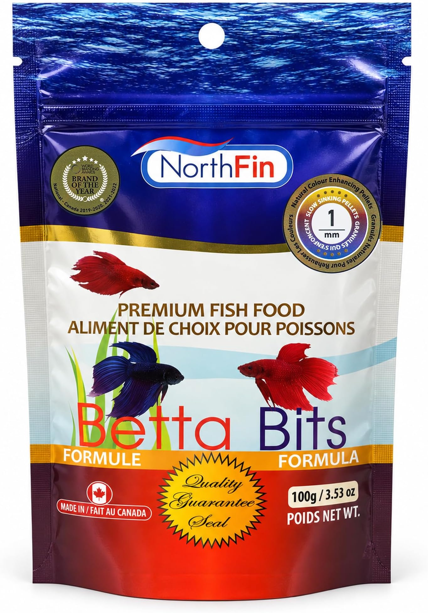 Northfin Betta Bits Fish Food, Slow-Sinking Pellets, 1mm, 100g