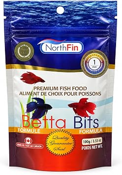 Northfin Betta Bits Fish Food, Slow-Sinking Pellets, 1mm, 100g