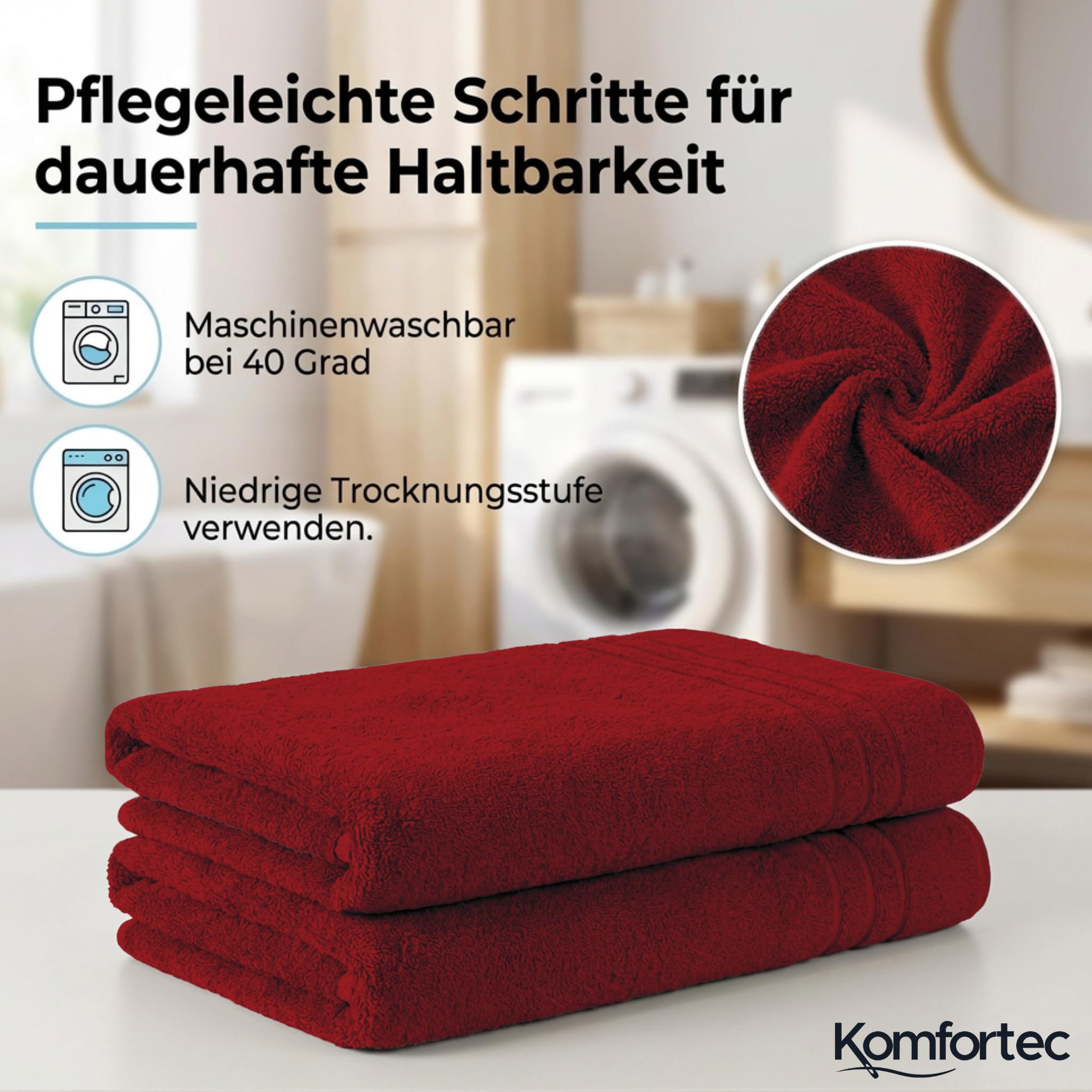 Komfortec Badetuch 100x200 cm aus 100% Baumwolle – Bild 3