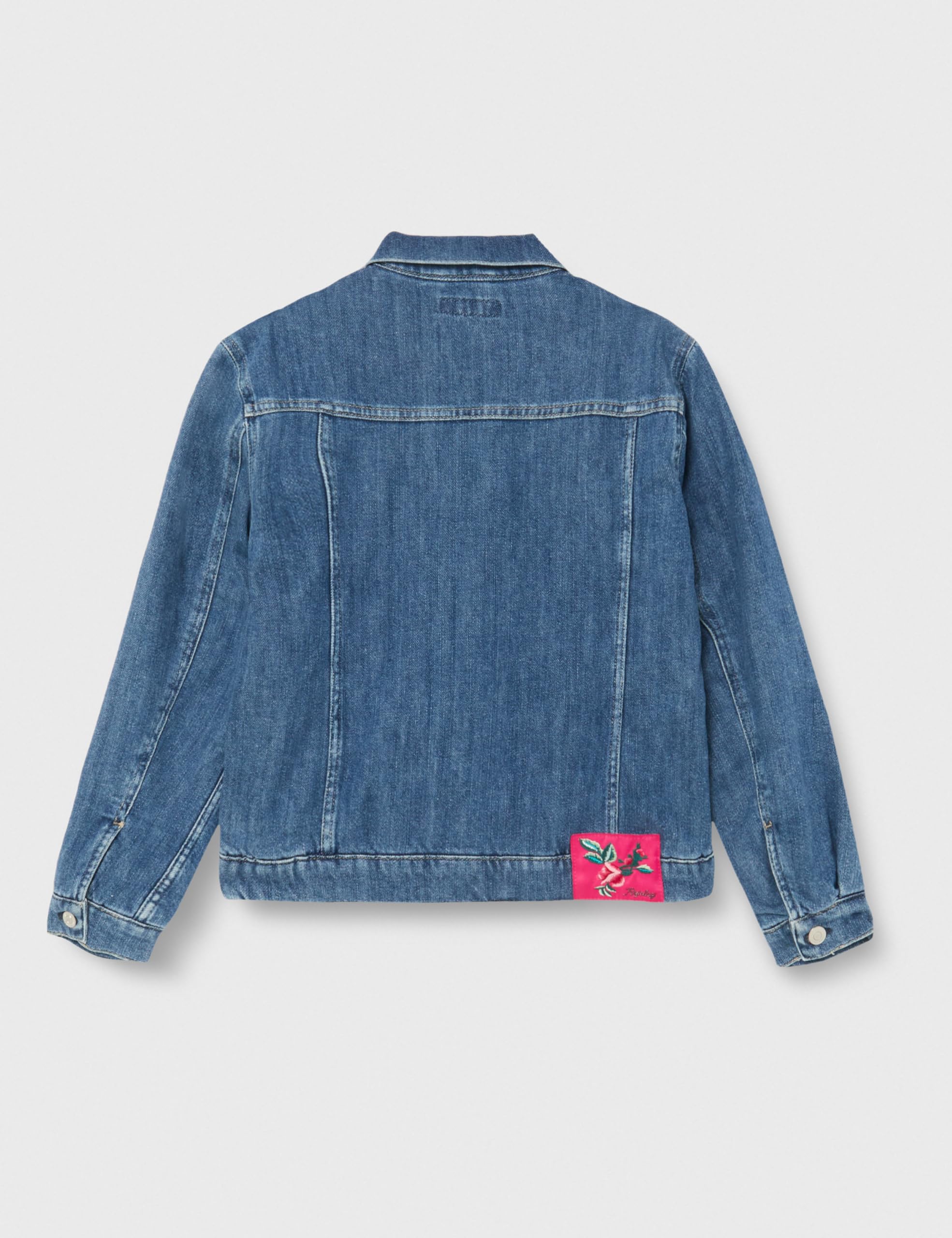 Replay Girls' Denim Jacket with Button Placket, Medium Blue 009 (Blue), 12 Years