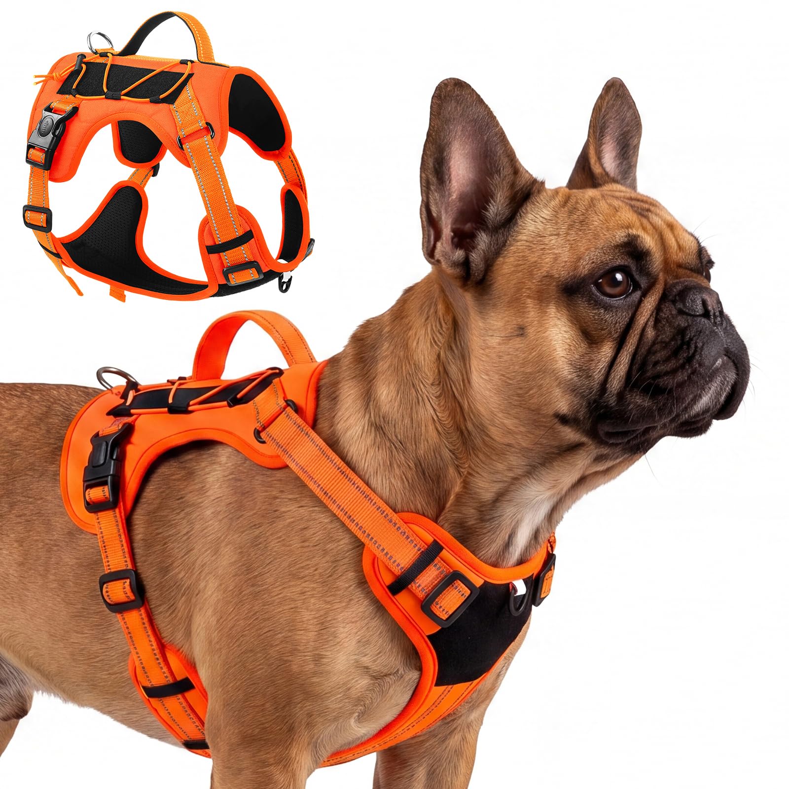 Olcyren Dog Harness for Small Medium Large Dogs, Adjustable Reflective Soft Padded Dog Harness with Easy Control Handle, No-Choke Tactical Breathable Mesh Pet Vest Harness for Walking (Orange, S) — image 1