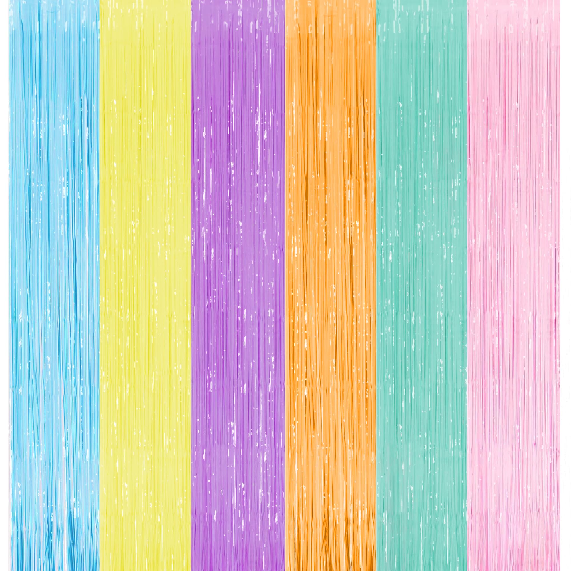 Pastel Tinsel Fringe Party Streamers - MALANKU Colorful Photo Booth Backdrops for Easter Birthdays Sweet Donat Party Decorations, 3.3ft x 8.2ft 2 Packs