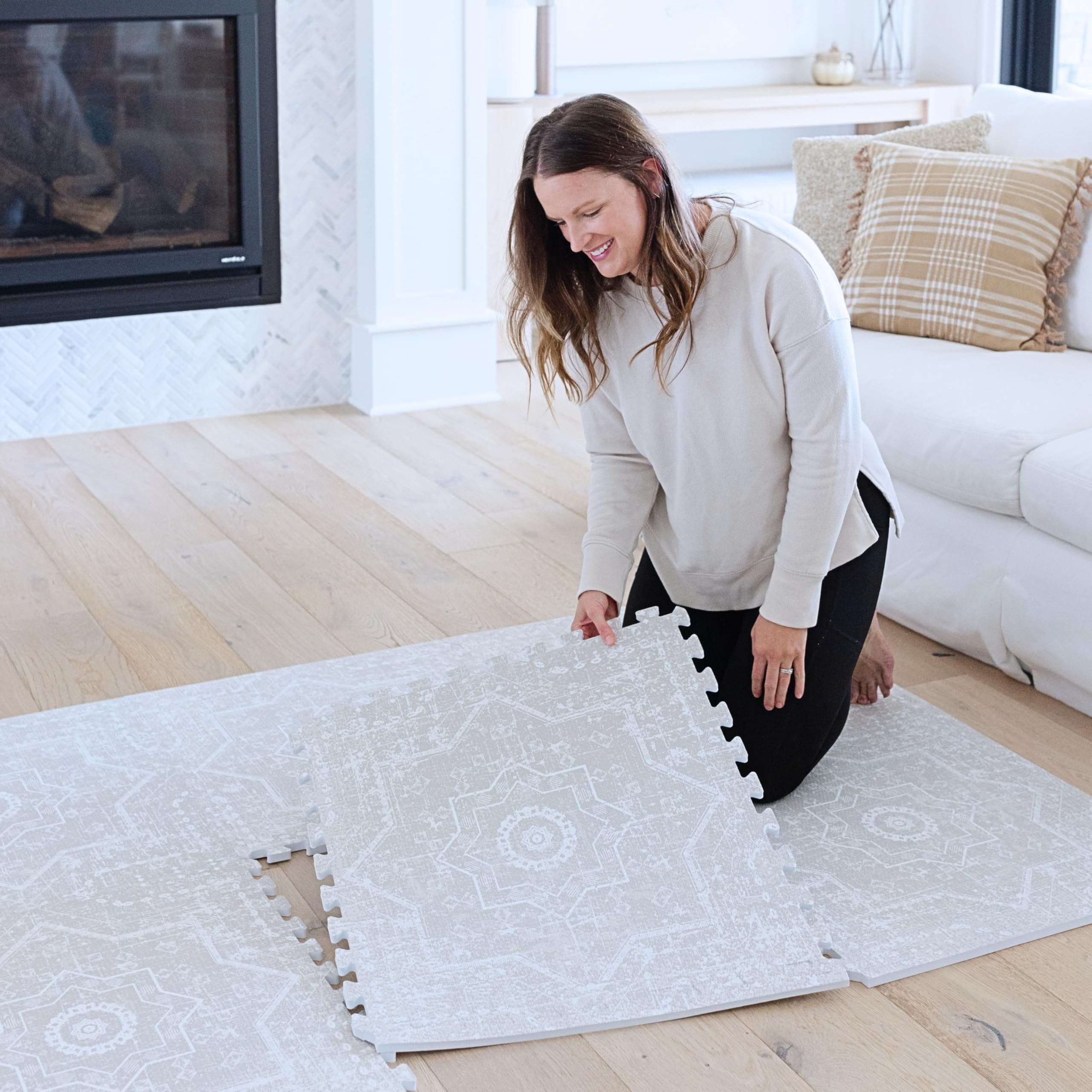 Little Landings Babyspielmatten für den Boden - Layla (1,2 x 1,8 m) - Premium EVA-Schaum Spielmatte für Babys und Kleinkinder - Perfekt für Bauchzeit, Krabbeln, Spielzimmer, stilvoll und komfortabel