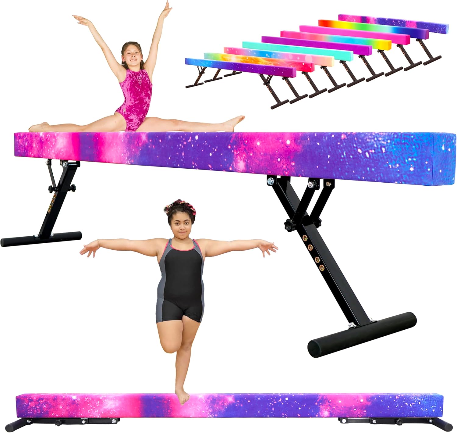 PreGymnastic 8FT Balance Beam, Raised Gymnastics Beam for Kids Ages 3-18, Home Gym Equipment for Training, Adjustable Balancing Beam Indoor