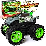 Exploding Monster Truck Toy with Explosive Crash Sounds and Lights, Smash It Up Again and Again, 8.7 Monster Truck Toys for Boys Kids Ages 3, 4-7 & Above | Toddler Toys for 3 Year Old Boys Gift