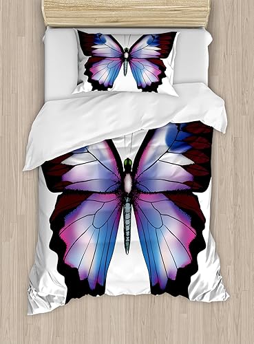 Miniatura 185 de Ambesonne Juego de funda de edredón color menta, líneas onduladas horizontales a rayas blancas abstractas de tonos suaves, exhibición de arte