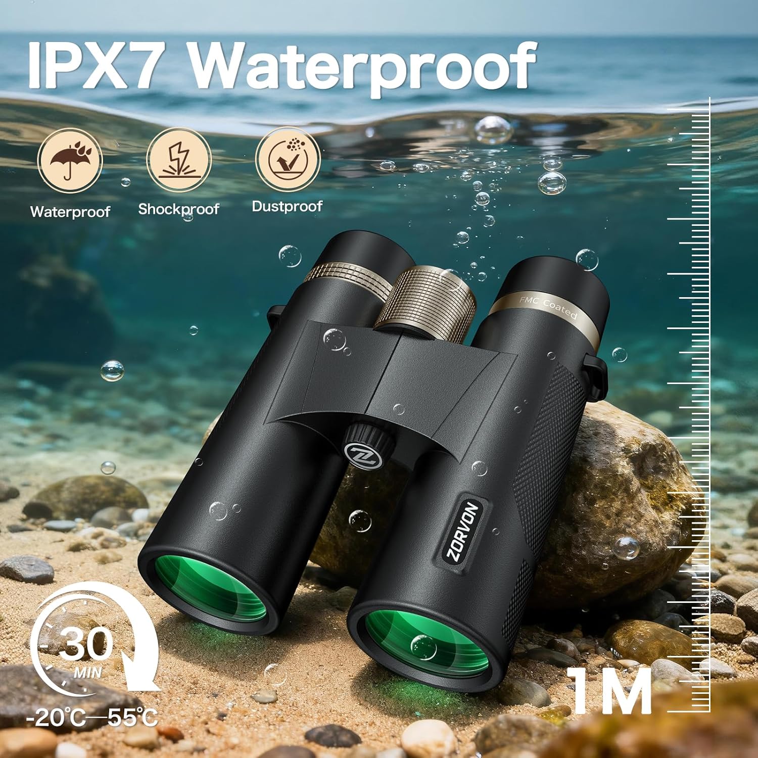 10x42 HD Binoculars for Adults, High Powered Binoculars with BAK4 Prism and Low Light Vision, Waterproof Binoculars with Large Eyepiece for Bird Watching, Hunting, Wildlife Viewing, Hiking, Travel