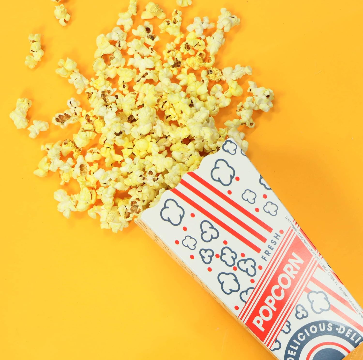 Popcorn Scoop Box 48E: (1.75 ounce), Striped & Popping Kernel Design (100 Count)