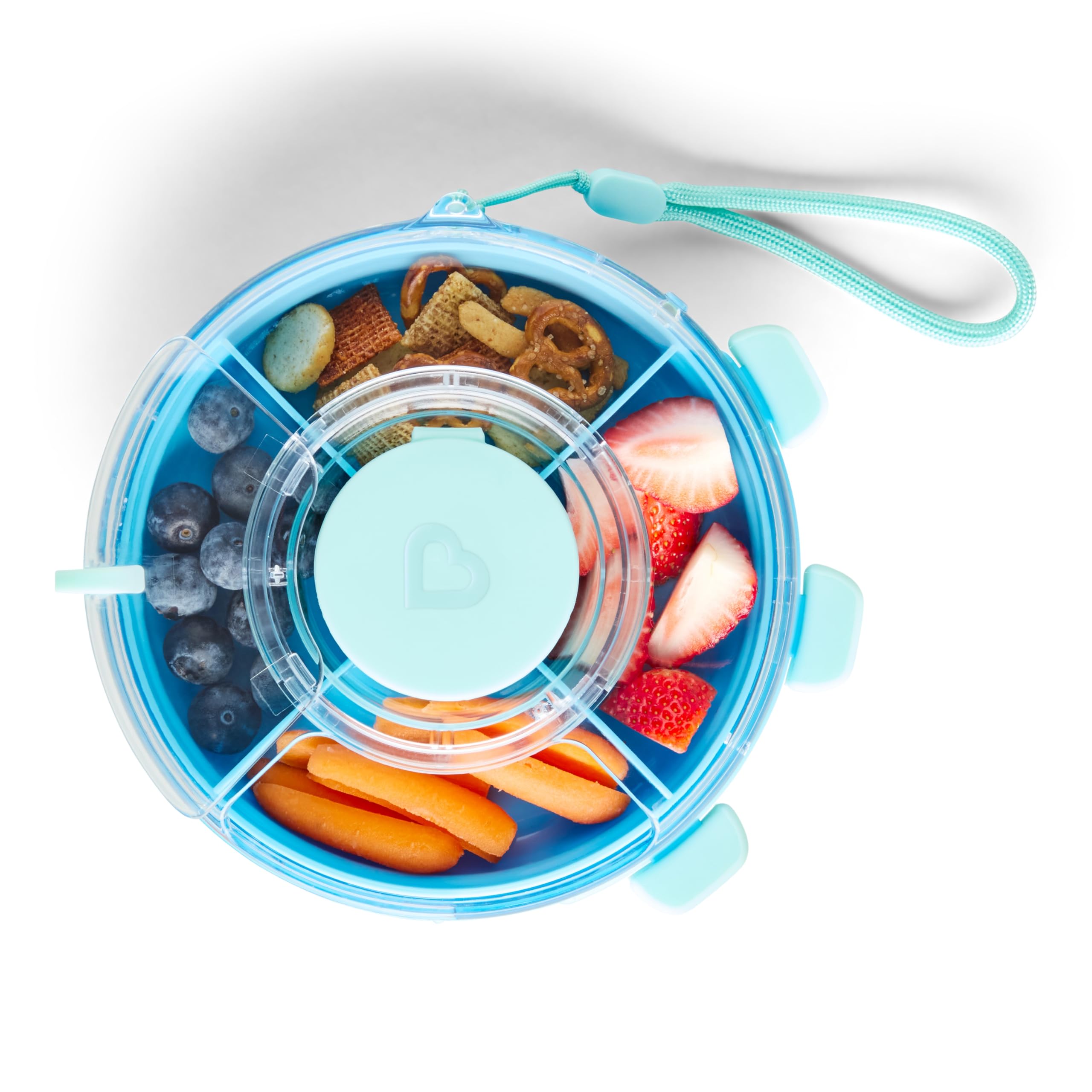 Munchkin Snack Wheel™ Pojemnik na przekąski dla dzieci 5 scomparti anti-perdita Lunch box podróżny Niebieski 24m+
