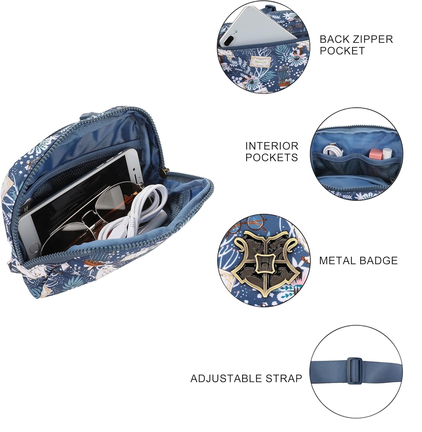 Harry Potter Hedwig & Hogwarts Letter AOP Adult Fanny Pack/Sling Bag