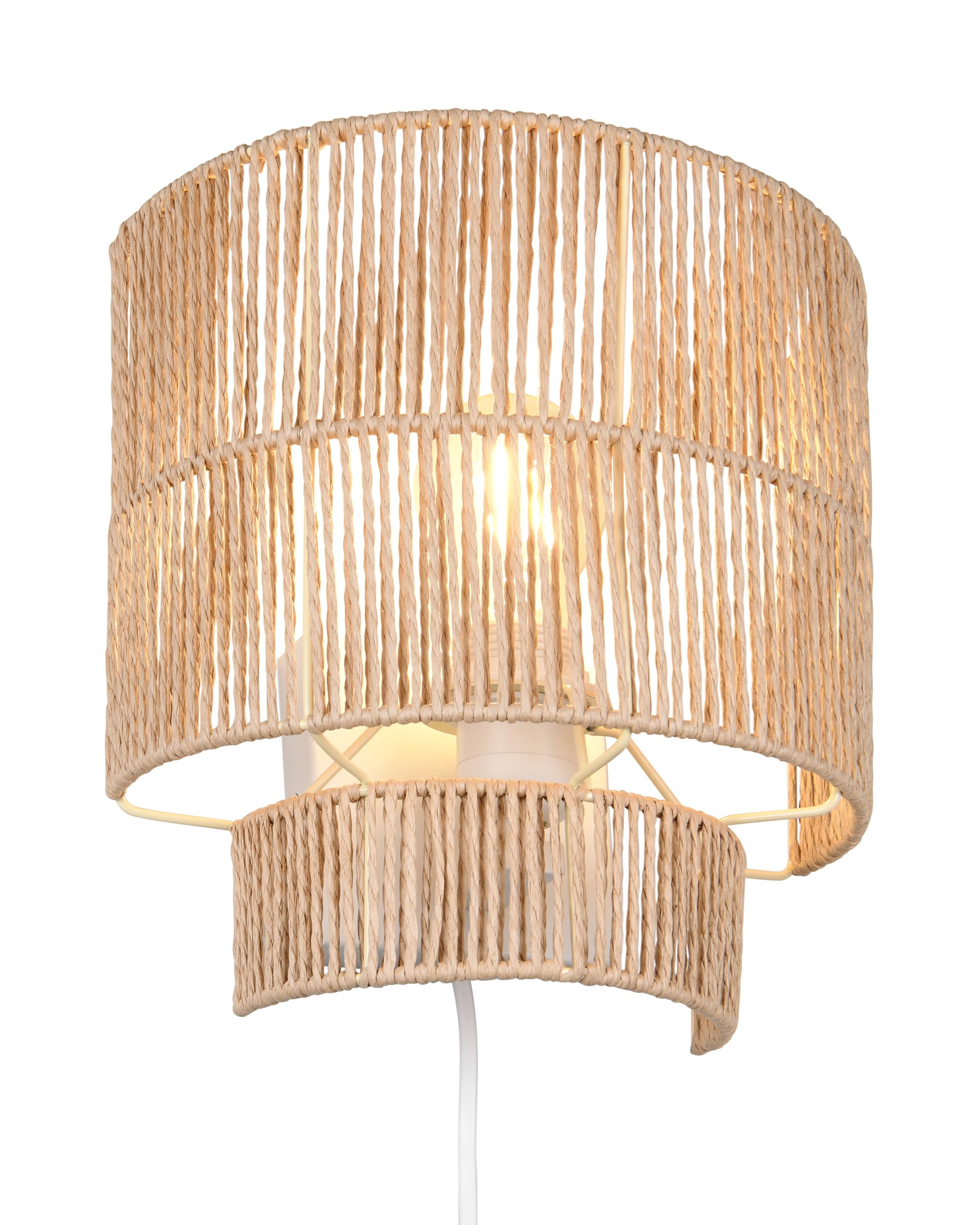 Reality Leuchten Satna R20071026 Wall Light Metal White Paper Yarn Shade Excl. 1x E27
