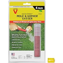 Victor Quick-Strike Mole & Gopher Gassers 4 Total Gassers, Self-Igniting Burrow Pest Control, Waterproof & Windproof, Long-Burn Outdoor Tunnel Treatment