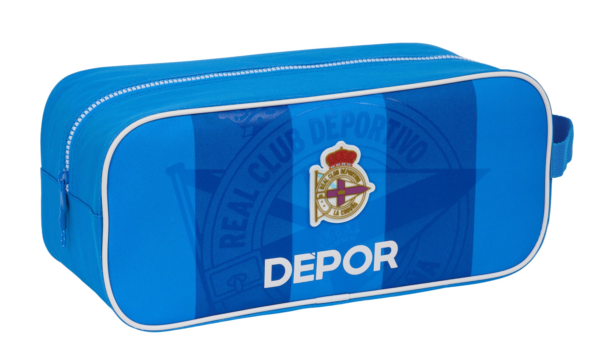Safta Real Deportivo De La Coruña – Medium Shoe Rack, Multi-Purpose, Pencil Case, Sport, Extracurricular Football, Comfortable and Versatile, 34 x 14 x 15 cm, Blue, Blue, Estándar, Casual