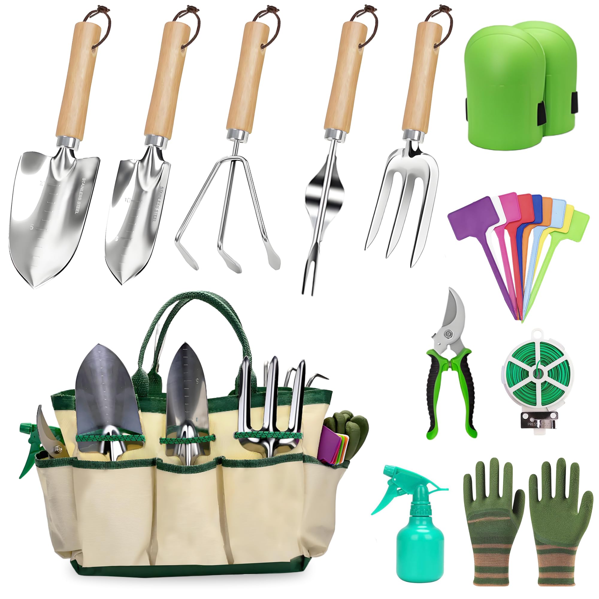 Kit outils de jardinage solides contre la rouille avec sac 12 pièces