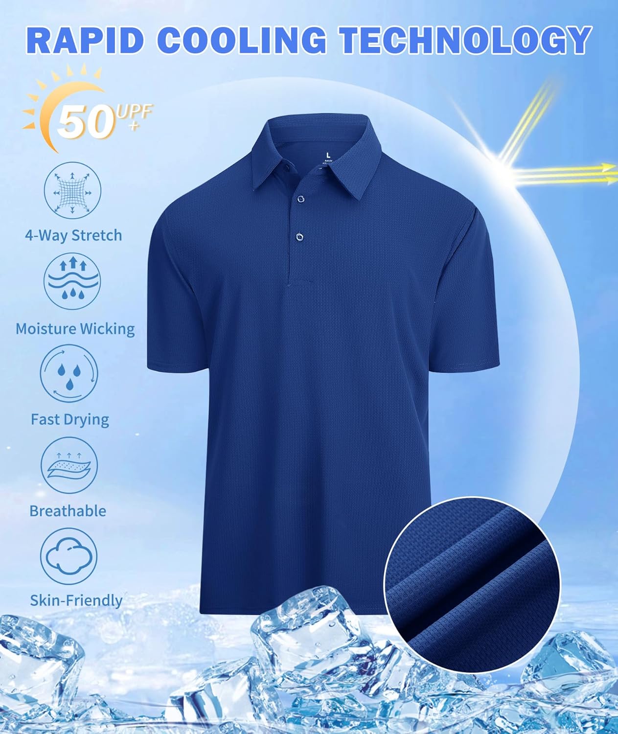 Jacquard Polo Shirts for Men Short Sleeve Golf Shirt Dry Fit Moisture Wicking Performance Golf Shirts - Image 3