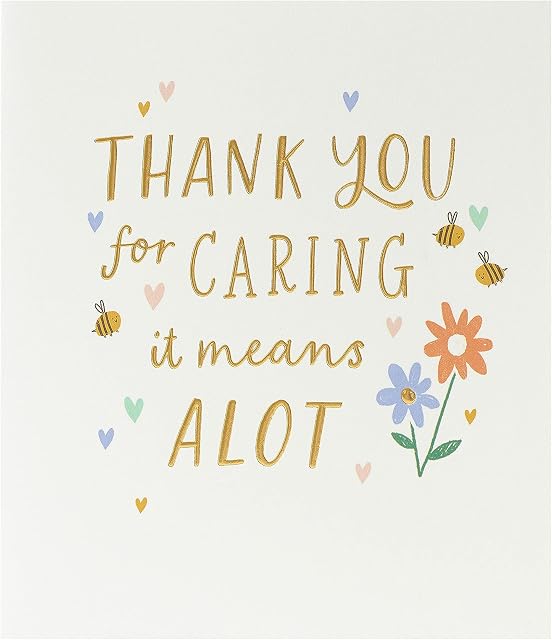 UK Greetings Thank You Card - Thank You for Caring Card - Support Card,, white