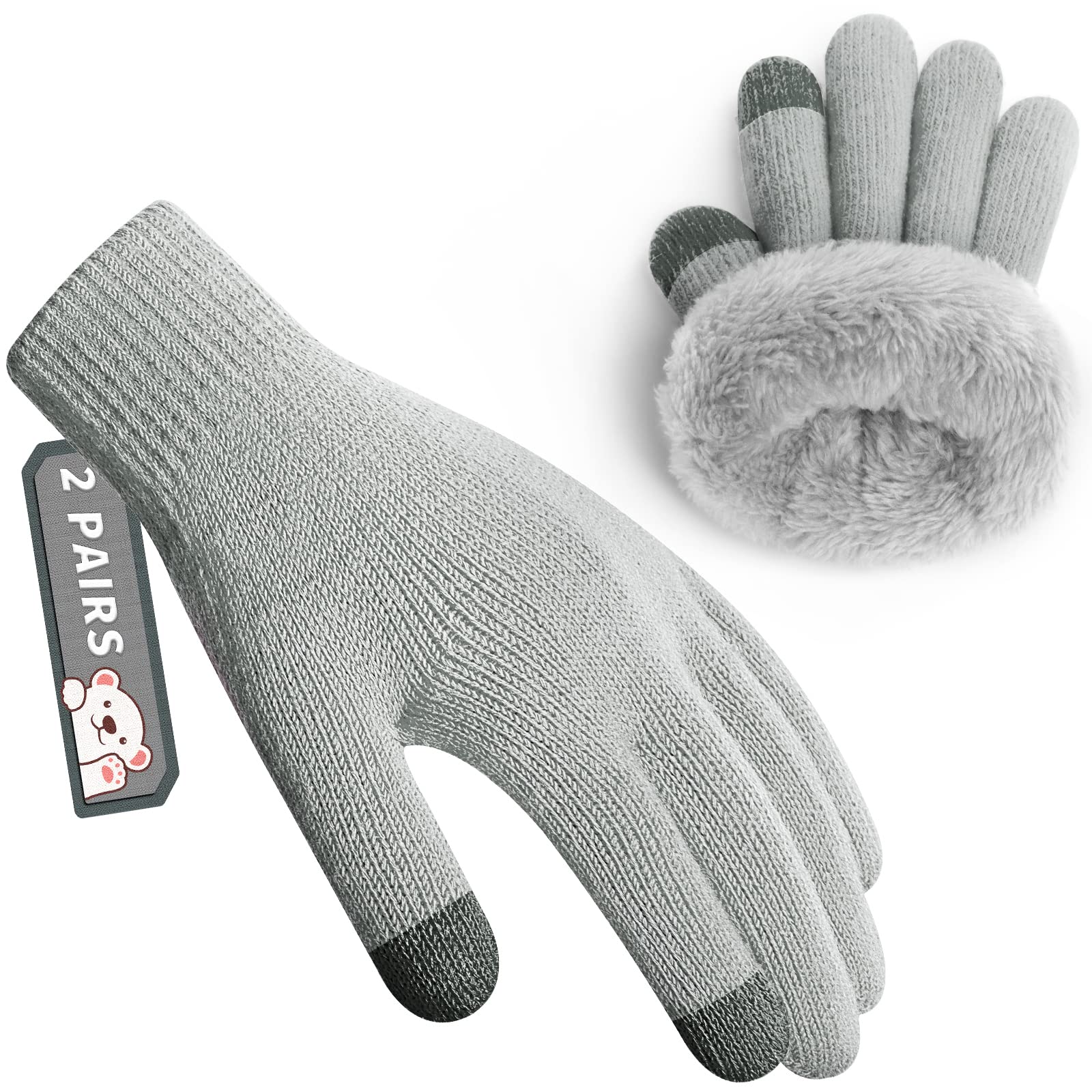 Rahhint Kids Winter Gloves for Boys Girls Children Toddler Thermal Wool Knit Gloves with Insulated Fleece Lining Warm Gift