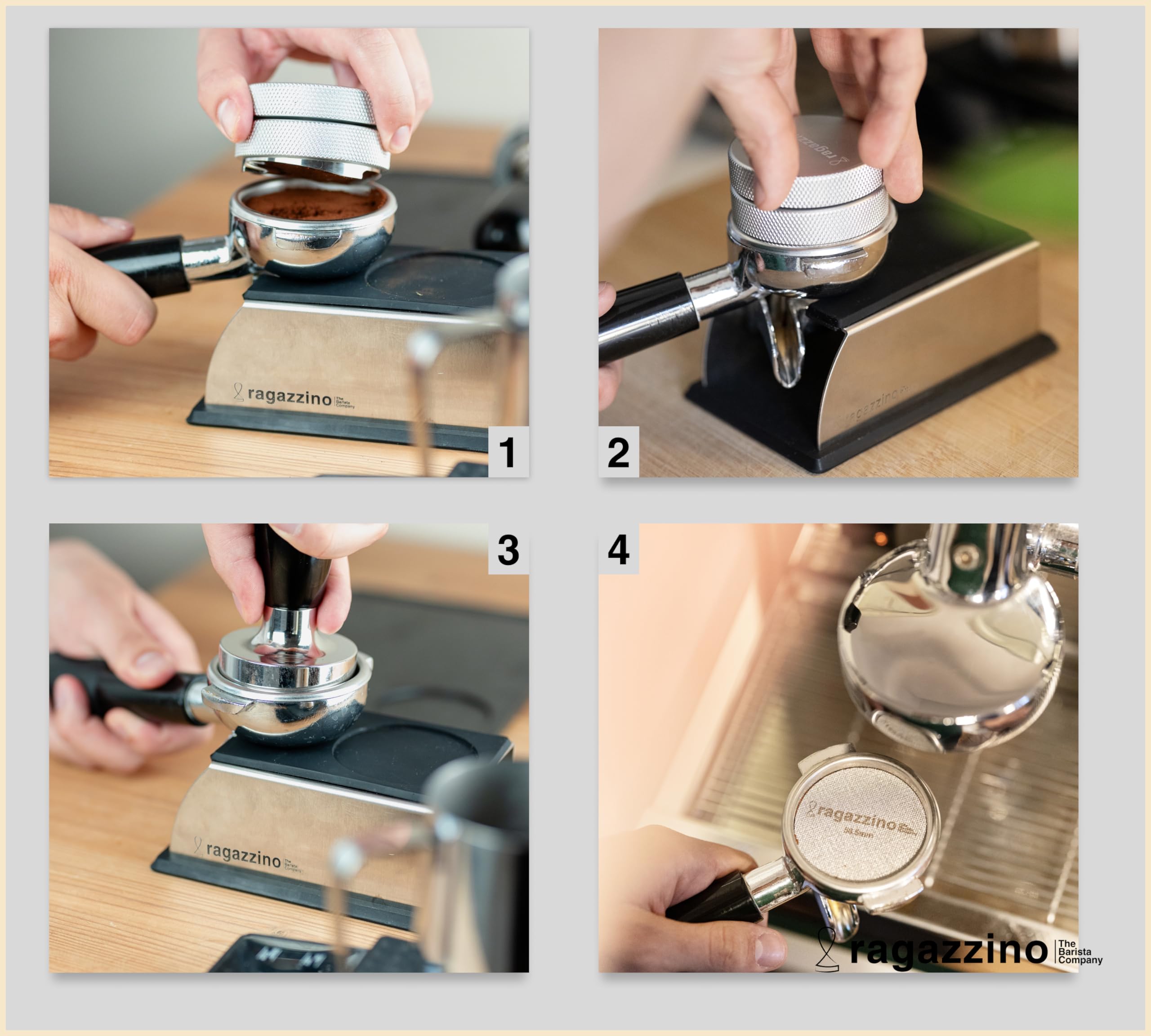 Nivelador De Café Ragazzino 58 Mm - Distribuidor 3 Hojas, Acero Inoxidable