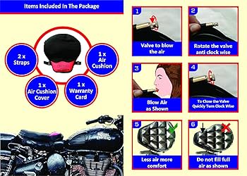 AirSeat.in Air Cushion Seat for Motorcycle with mesh (Black