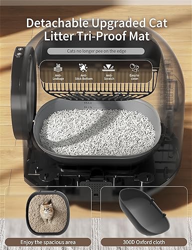 Miniatura 4 de Caja de arena automática para gatos autolimpiante, caja de arena inteligente con 10 radares de sensores de seguridad, cajas de arena eléctrica para