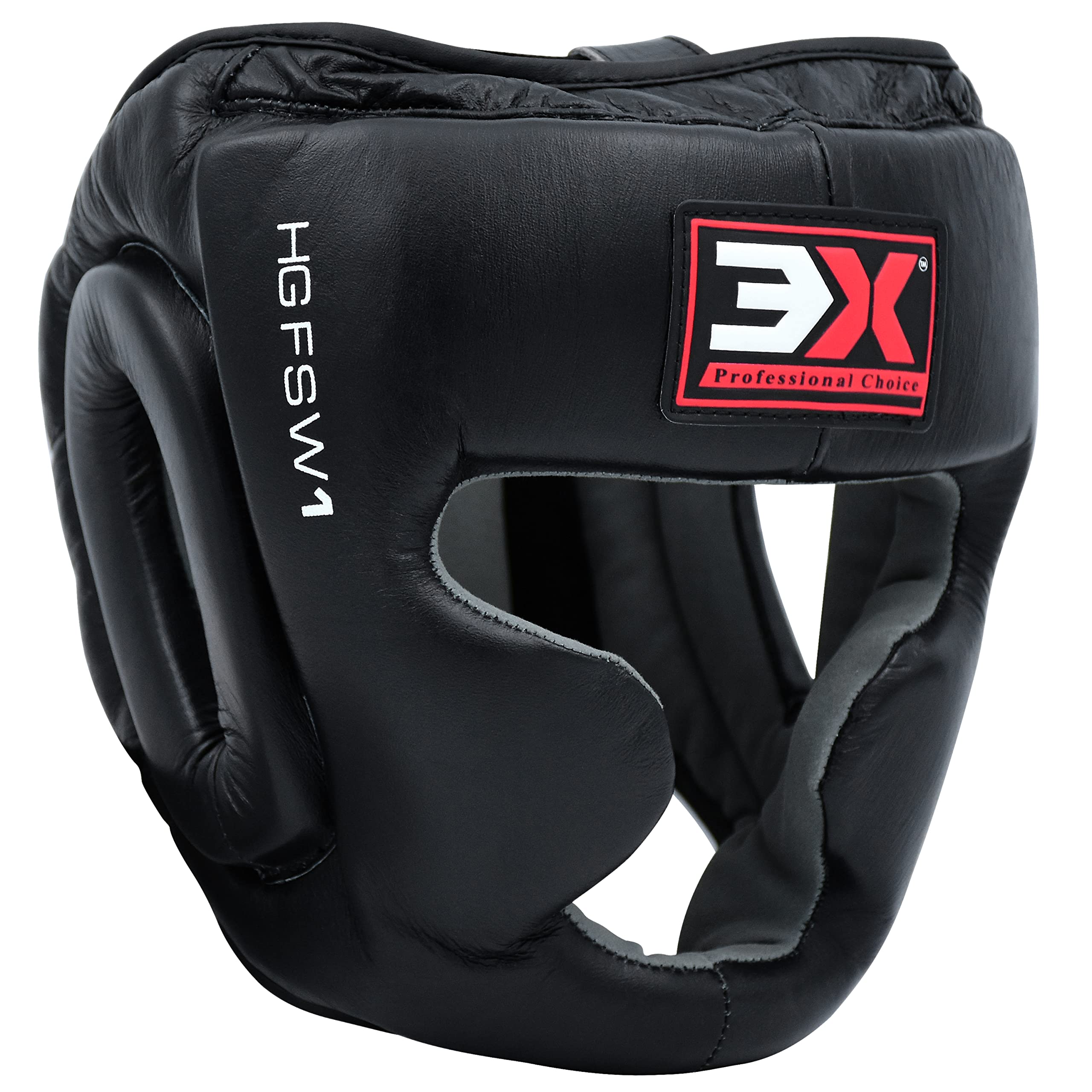 3X Professional Choice Genuine Leather Boxing Head Guard Full Face Sparring Headgear with Cheek & Ear Protection Adjustable Cowhide Helmet for Boxing, Muay Thai, Kickboxing & MMA S/M & L/XL