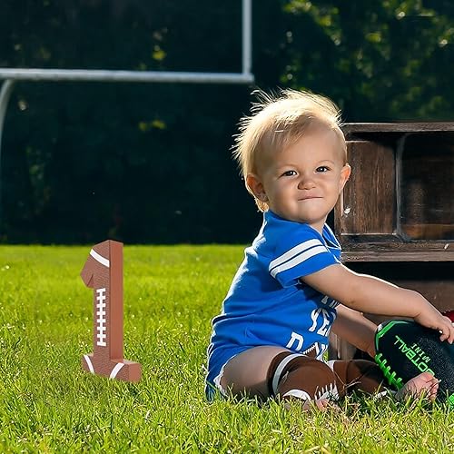 Miniatura 5 de Centro de mesa de madera con letrero de fútbol americano de 1er año, fútbol deportivo, decoración de mesa de primer cumpleaños, fiesta de fútbol