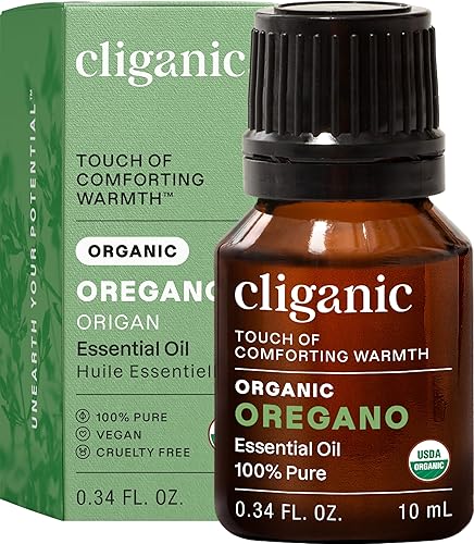Cliganic Aceite esencial de orégano orgánico, 100% puro y natural para aromaterapia | Con verificación sin OMG (el embalaje puede variar)