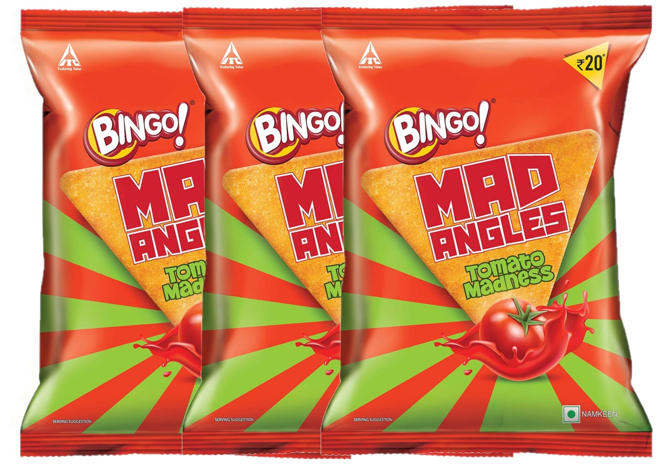 Bingo! Mad Angles Tomato Madness | Indian Nacho Chips | 66g | Pack of 3