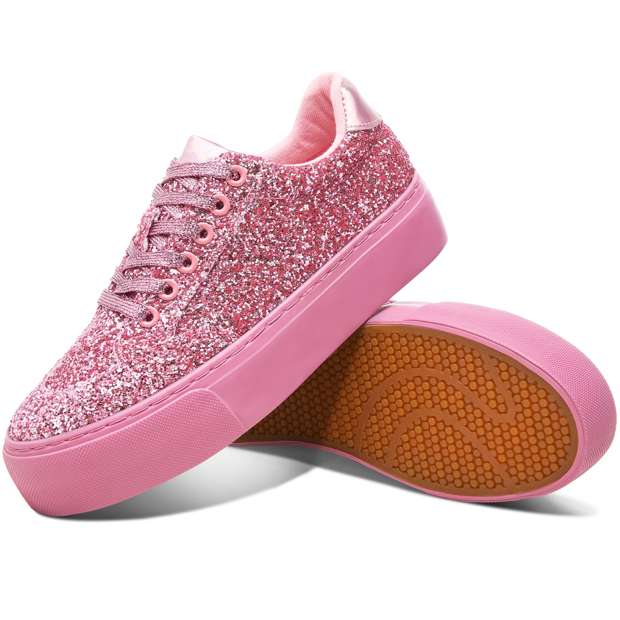Jeekopeg Glitter Platform Sneakers Women Casual Sequin Sparkly Shoes Bling Thick Sole Walking Shoes Shiny Sequin Wedding Sneakers for Lady