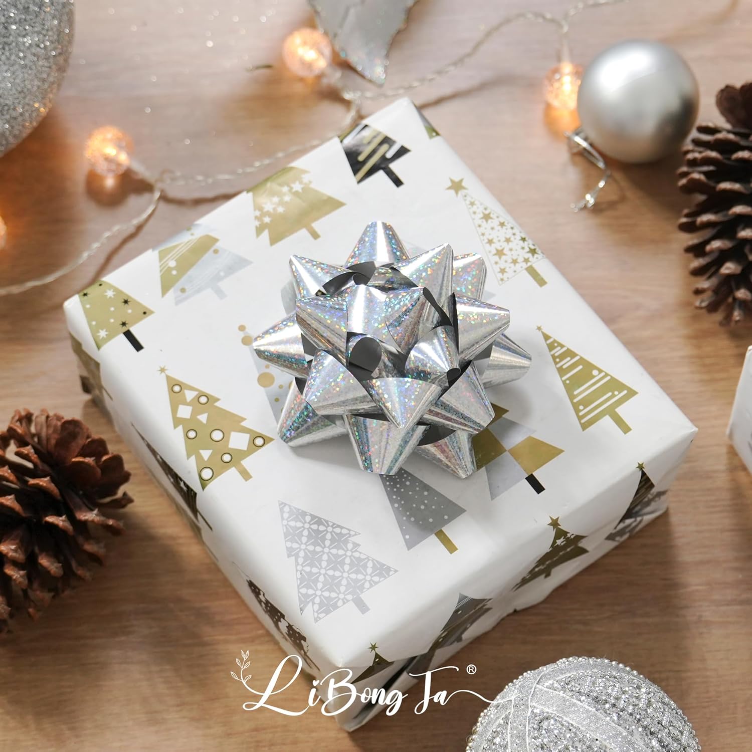 4.5'' Silver Christmas Gift Bow Set of 12 Self Adhesive Metallic Gift Bow, Premade Ribbon Bows, Wrapping Bows for Presents, Christmas Bows for Decorations, Wedding, Baby Shower, Holiday - Image 6