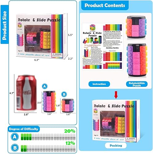 Miniatura 5 de R.Y.TOYS Juguete para ansiedad, rompecabezas de cubo mágico, rompecabezas de cerebro para adultos, juego de mano inquieto de lógica giratoria y